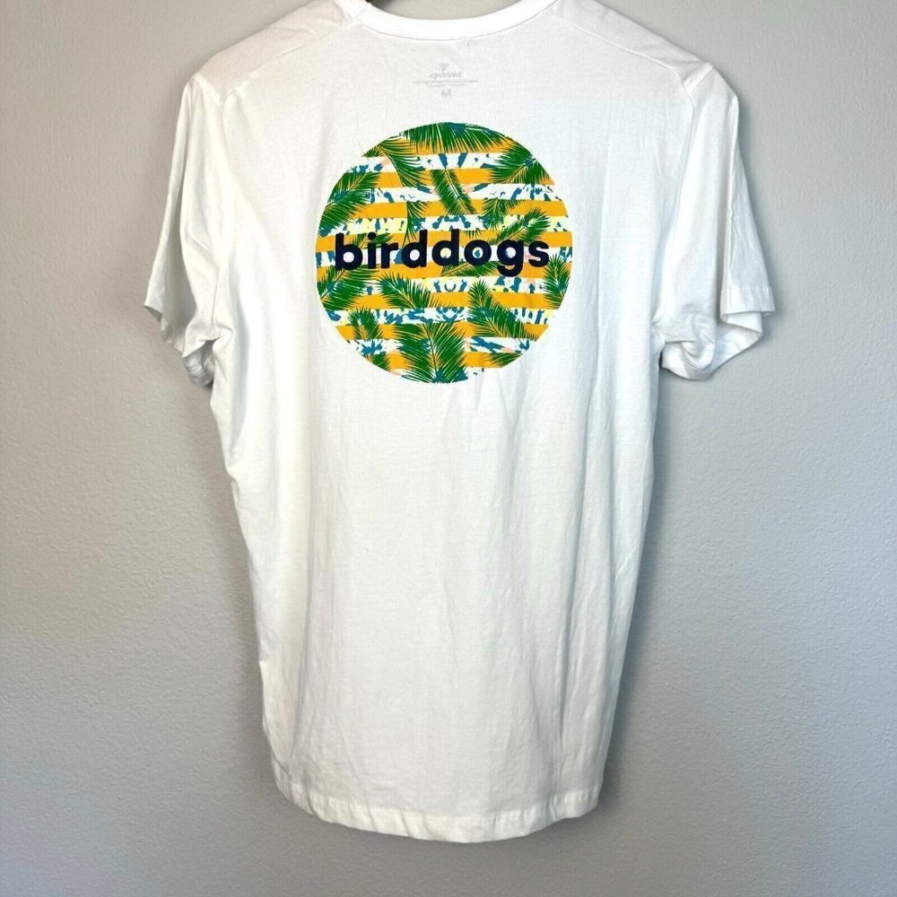 Birddogs Men T-Shirt Short Sleeve Crew Neck Palm Leaf Print Graphic White Medium - Picture 4 of 12